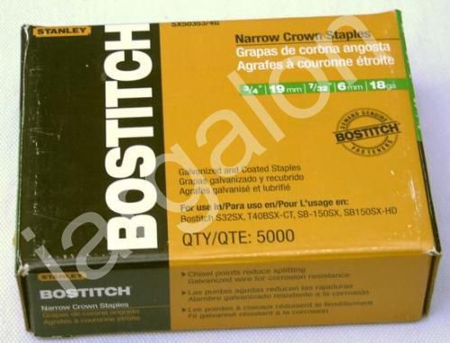 Bostitch narrow crown staples sx50353/4g partial box of 4800 used for sale