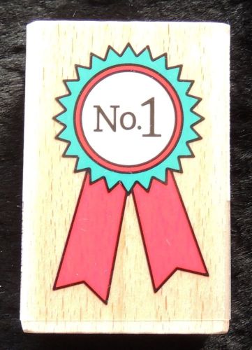 Rubber Stamp No. 1 Blue Ribbon Award Badge Great for Teachers! Reward Students!