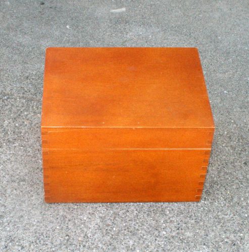 WOOD FILING BOX w INDEX &amp; FILE CARDS by ORIOLE Dovetailed Unused For 4x6&#034; Cards