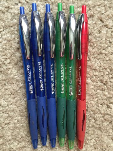 Bic® atlantis retractable ballpoint pens, medium point, various colors, (7 pens) for sale