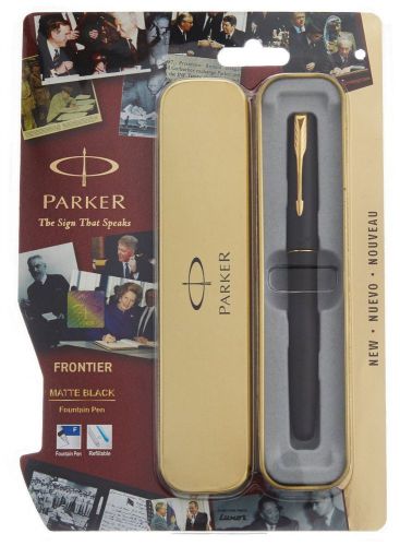 Parker frontier matte black gt fountain pen (gold trim) - fine nib for sale