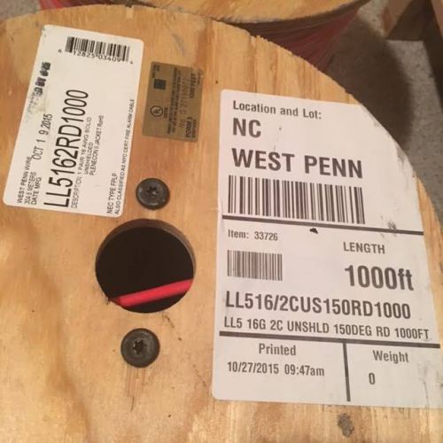 WEST PENN 2 ROLLS 1000FT 16/2 UNSHIELDED, 1 ROLL 1000FT 16/2 SHIELDED CABLE