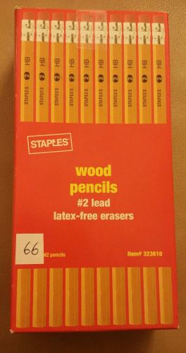 NEW STAPLES HB WOOD PENCILS#2 LEAD YELLOW BOX OF 66 ITEM#323610 FREE SHIPPING!