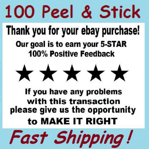 Qty 100  2&#034; x 1 1/2&#034; Thank You For Your eBay Purchase FB Label Sticker