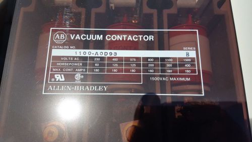 Allen Bradley 1100-A0D93 Vacuum Contactor- New Surplus