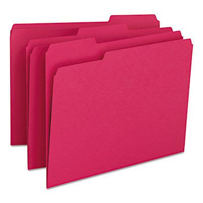 File Folders, 1/3 Cut Top Tab, Letter, Red, 100/Box, 1 Box, 100 Each per Box