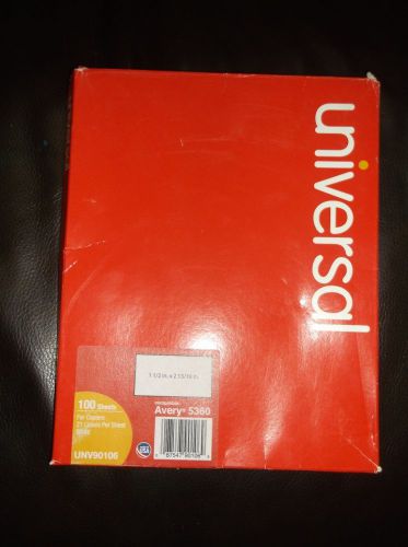 Universal Labels for Copiers White 100 Sheets/ 21 Labels Per Sheet  #UNV- 90106