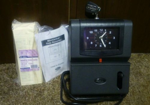 Lathem model 2121 heavy duty mechanical time clock w/ keys &amp; timecards working! for sale