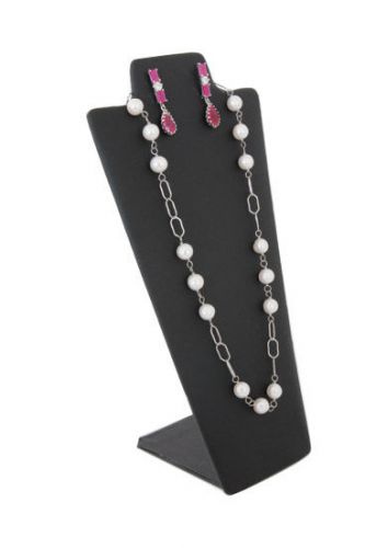 8 7/8&#034; Tall Black Leatherette Necklace and Earring Easel Neckform