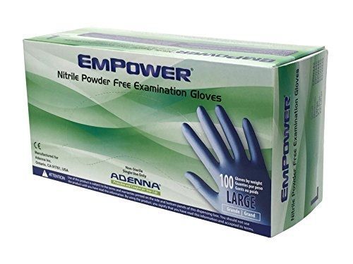 Adenna empower 8 mil nitrile powder free exam gloves (blue, large) for sale