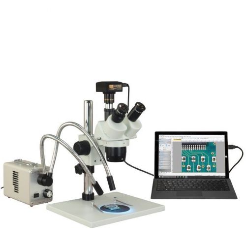 Trinocular 10x-20x-40x-80x 10mp usb3 stereo table microscope+20w led fiber light for sale