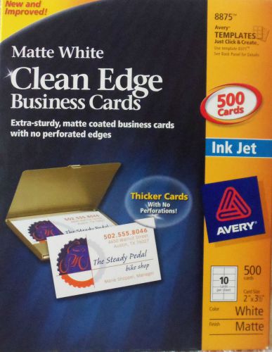 460 Avery 8875 CLEAN EDGE InkJet Matte Business Cards opened size 2” x 3-1/2”