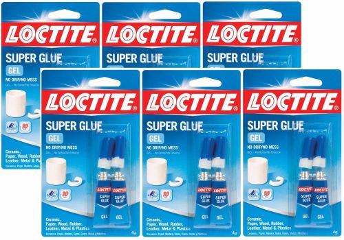 *6* new! loctite 2-pk super glue gel clear 4g wood rubber plastic metal 1399965 for sale