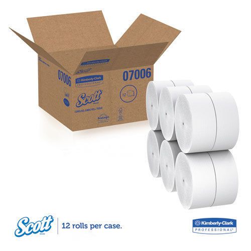Scott 7006 2-Ply Jumbo Jr. Coreless Toilet Paper, 12 Rolls (KCC 07006)
