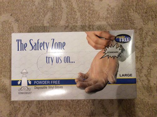 The Safety Zone Large Powder Free Disposable Vinyl Gloves New
