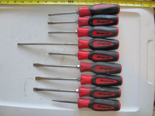 8 Snap On screwdrivers and 1 Snap On awl