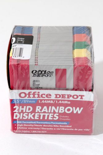 Office Depot Diskettes Rainbow 25 Pack 2HD 1.44 MB IBM Formatted 3.5&#034;