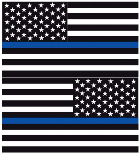 Reflective Thin Blue Line American Flags Mirrored 3&#034;- POLICE FIRE DECAL