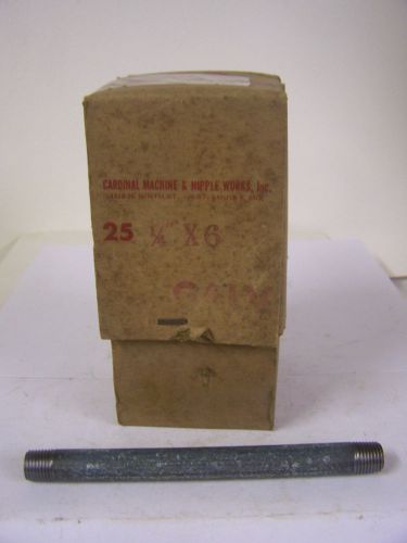 1/4&#034; x 6&#034; galvanized pipe nipple cardinal machine &amp; nipple made in usa qty. 25 for sale