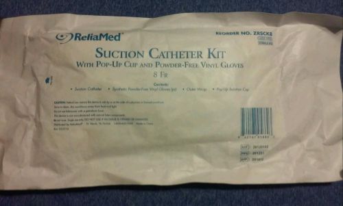 10 reliamed 8 fr suction catheter kits zrsck8 pop-up cup pair gloves latex free for sale