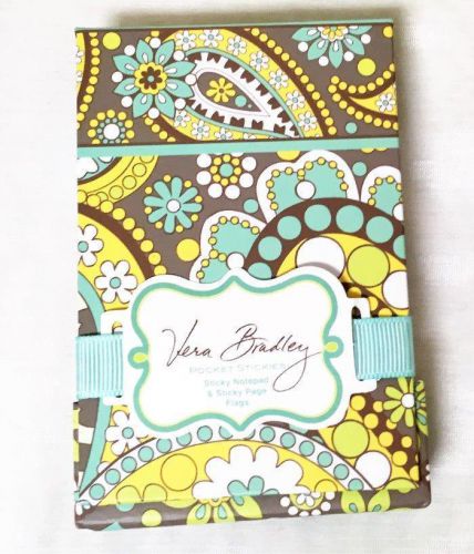 Vera Bradley Lemon Parfait Pocket Stickies Sticky Notepad &amp; Page Flags NEW