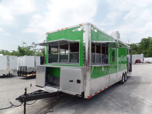 Concession Trailer 8.5&#039; X 30 Lime Green BBQ Catering