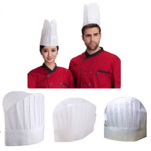 5 PCSCatering Kitchen Baker Elastic Cap Hat Non-woven Men White New Chef Hot