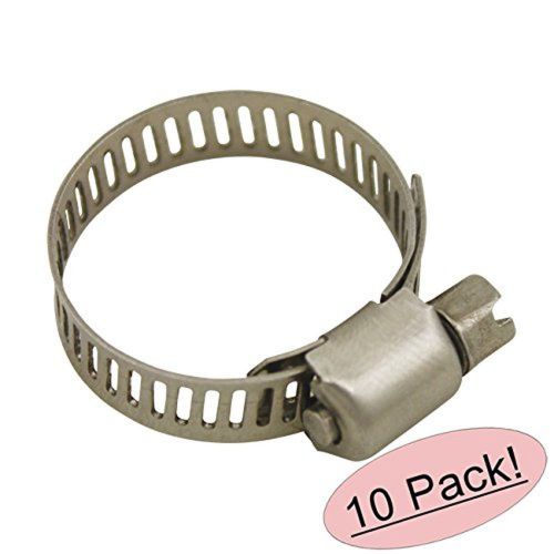 Cosmas Size 6 All Stainless Steel Hose Clamp - 1/2&#034; to 3/4&#034; Range - 10 Pack