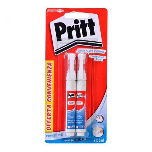Pritt Correction Pen Set of 2 Metal Tip 8 ml White Out Multi-Purpose