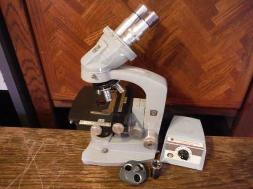 AO American Optical Spencer Microscope w/ Objectives and Power Supply