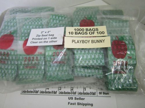 1000 PLAYBOY BUNNY 2&#034; X 2&#034; 2 MILL PLASTIC ZIP SEAL BAGS NEW! PRINTED ONE 1 SIDE