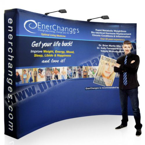 10ft Trade Show Booth Tension Fabric Pop Up Display Banner Stand Free Printing