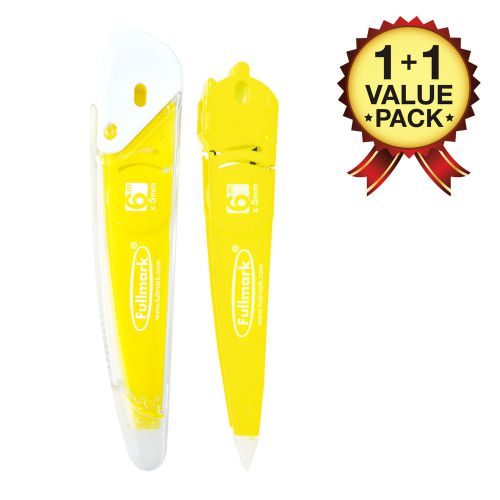Fullmark Model J Refillable Correction Tape Yellow-1+1 Pack (0.2&#034; x 236 Inches)