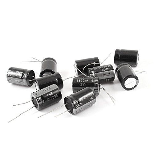 Uxcell uxcell 10pcs 6800uf 25v 105c radial aluminum electrolytic capacitor, 18 for sale