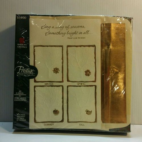 American Greetings 20 pack Gold Foil Embossed &amp; Lined Env Christmas Cards NIB