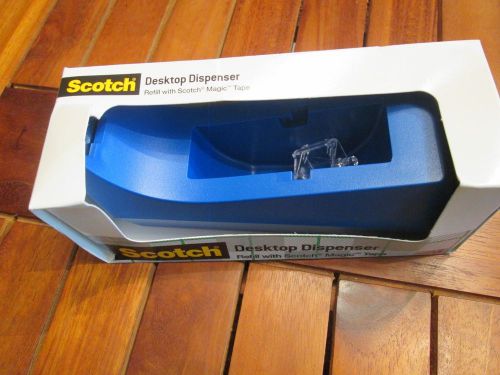 Scotch Desktop Tape Dispenser 1&#034; Core Weighted Non-Skid Base Blue Dispenseronly