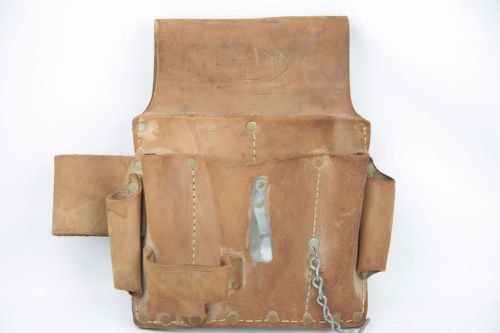 Vintage electrician&#039;s pal cowhide leather tool pouch stock number 500 8&#034; x 10&#034; for sale