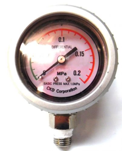 CKD, DIFFERENTIAL PRESSURE GAUGE, 0-0.2 MPA, 2-1/2&#034; FACE, GA400-8-P02