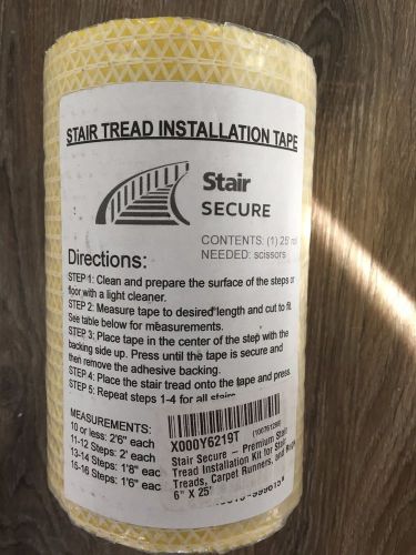 Stair secure tread installation adhesive tape roll, 6&#034; w x 25&#034; l for sale