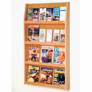 Wooden Mallet Slope 24 Pocket Literature Display, 4Hx6W, Light Oak