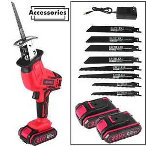 Cordless Reciprocating saw kit tool set blades cutting with battery and charger