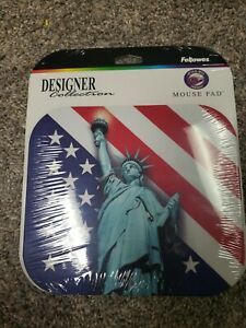 Fellows Mouse Pad, Patriotic Theme with USA Flag and Statue of Liberty made USA