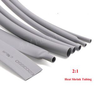 Gray Heat Shrink Tubing 2:1 Electrical Sleeving Cable Wire Heatshrink Tube Wraps