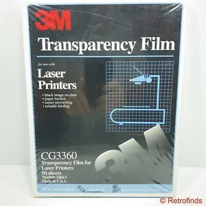 3M Laser Printer Paper Backed Transparency Film 50 Count CG3360