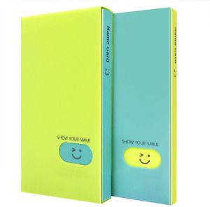 Business Card Holder Journal Name Card Book Holder 120 cell 2Pcs Blue Yellow