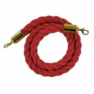 MONTOUR LINE HDPP510Rope-80-RD-SE-SB Twisted Polyprop.Rope Red With Satin Brass