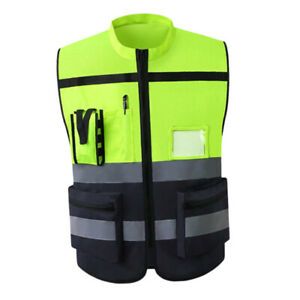 High Visibility Safety Vest, Neon Yellow Style-F