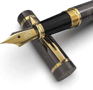 Wordsworth &amp; Black Primori Fountain Pen Set [Gunmetal Gold]; Medium Nib, Gift 6