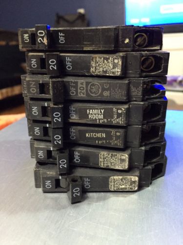 General Electric Lot Of 7-20 Amp 1 Pole Circuit Breakers