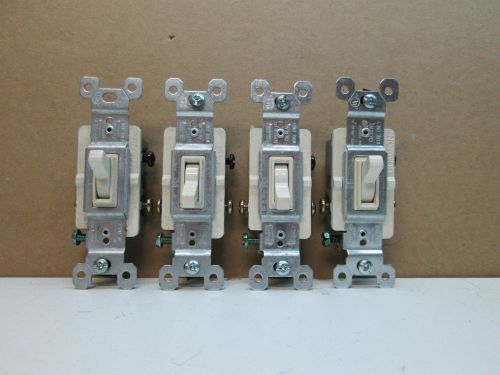Lot of 4 Pass &amp; Seymour 663-LAGU 3-Way Toggle Switches 15A 120V Light Almond